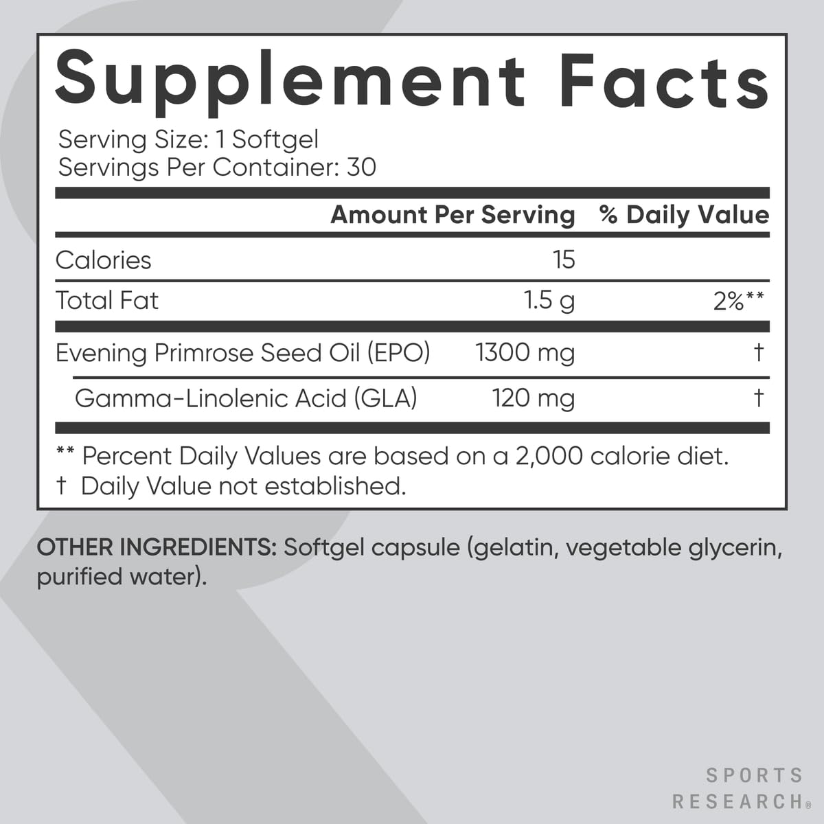 Sports Research Evening Primrose Oil, Breast Pain Relief
