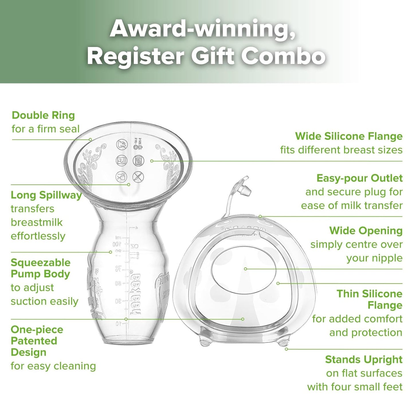 haakaa Manual Breast Pump for Breastfeeding and Ladybug Milk Collector Combo