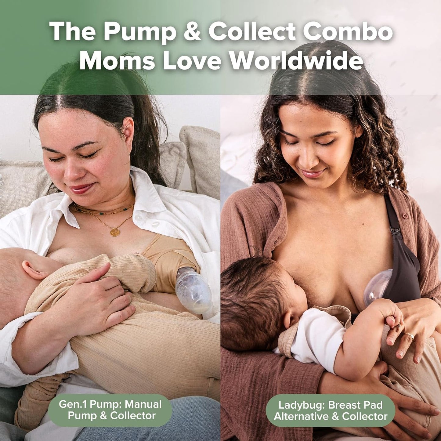 haakaa Manual Breast Pump for Breastfeeding and Ladybug Milk Collector Combo
