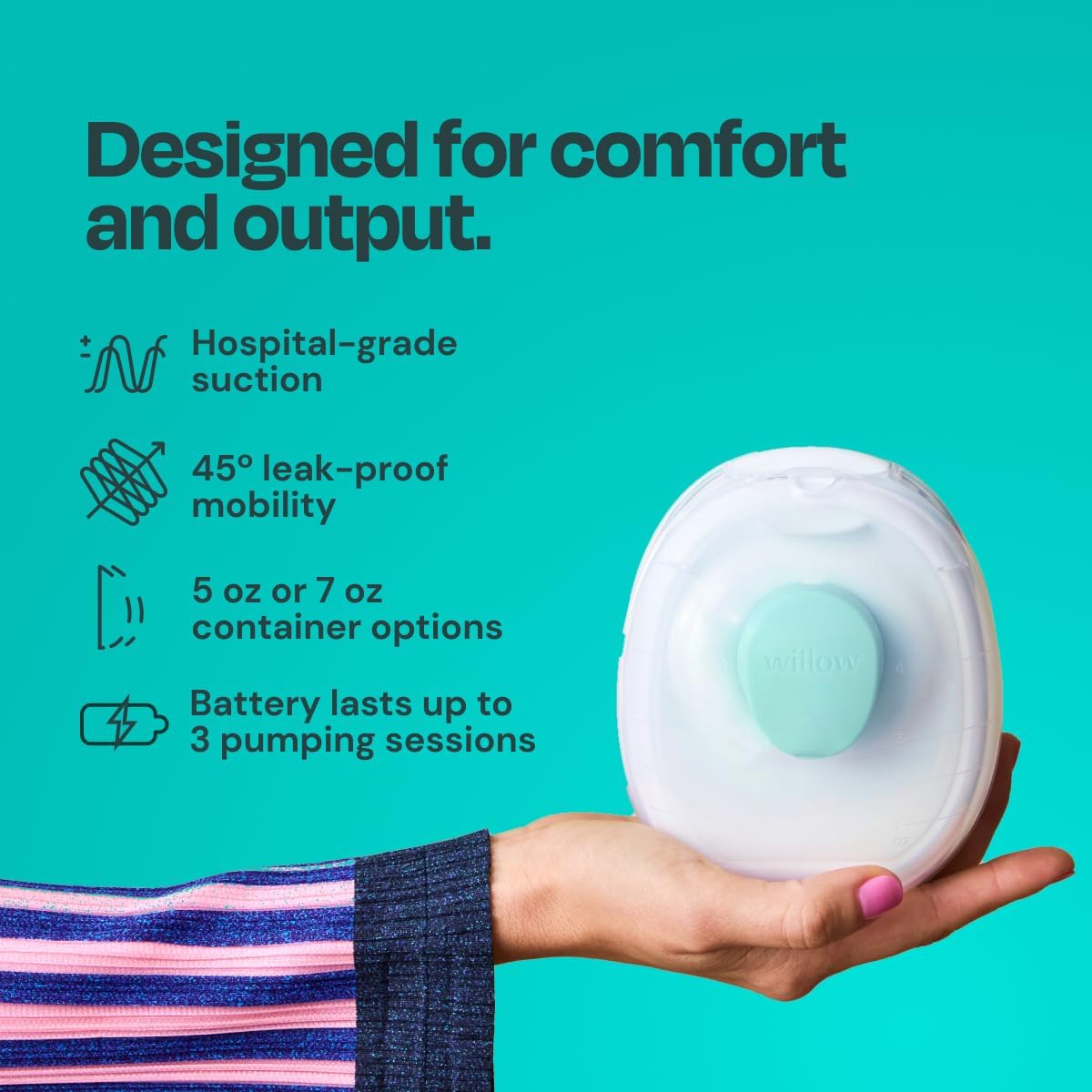 Willow Go Wearable Breastfeeding Pump and Teal Case