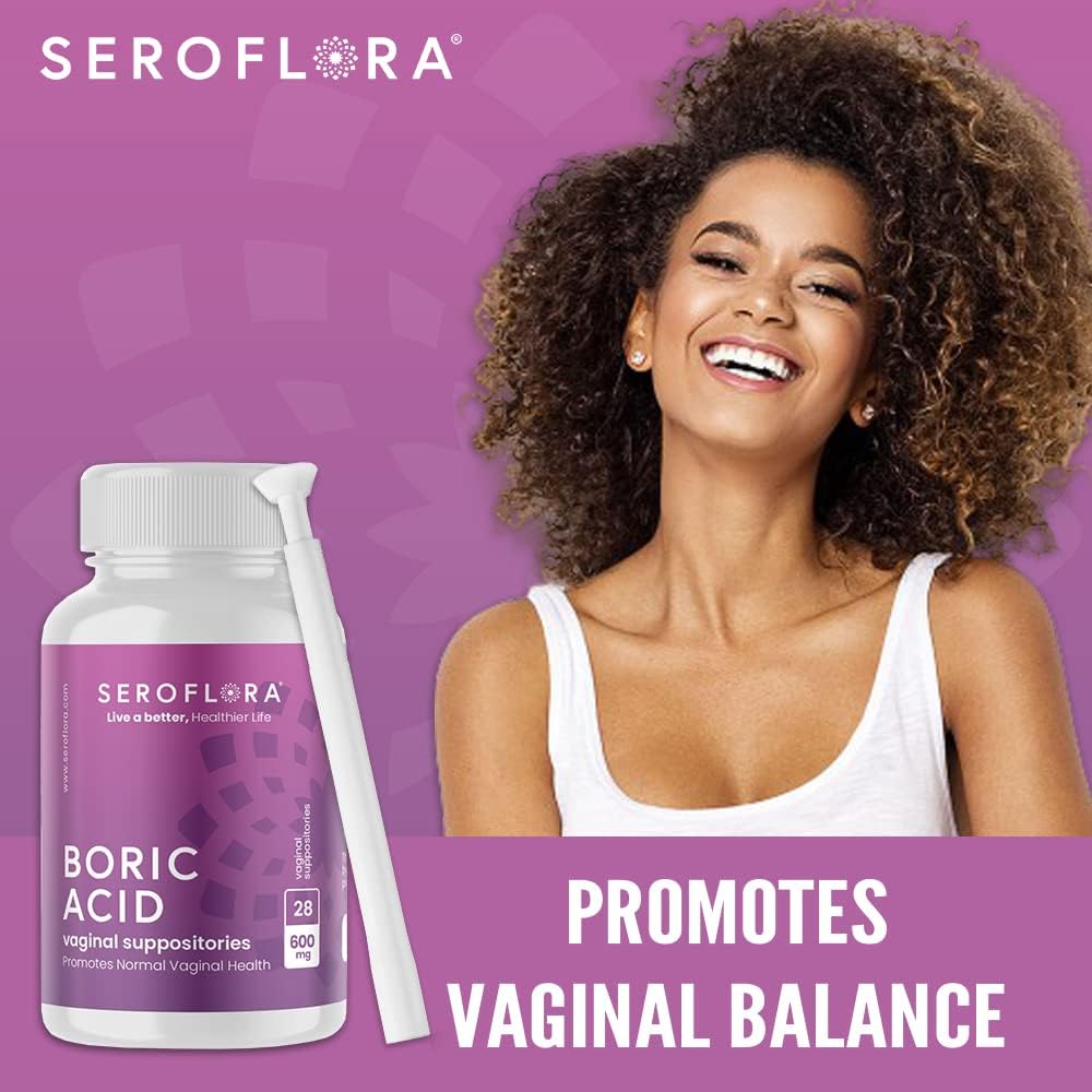 Seroflora Boric Acid Vaginal Suppositories for Women with Suppository Applicators
