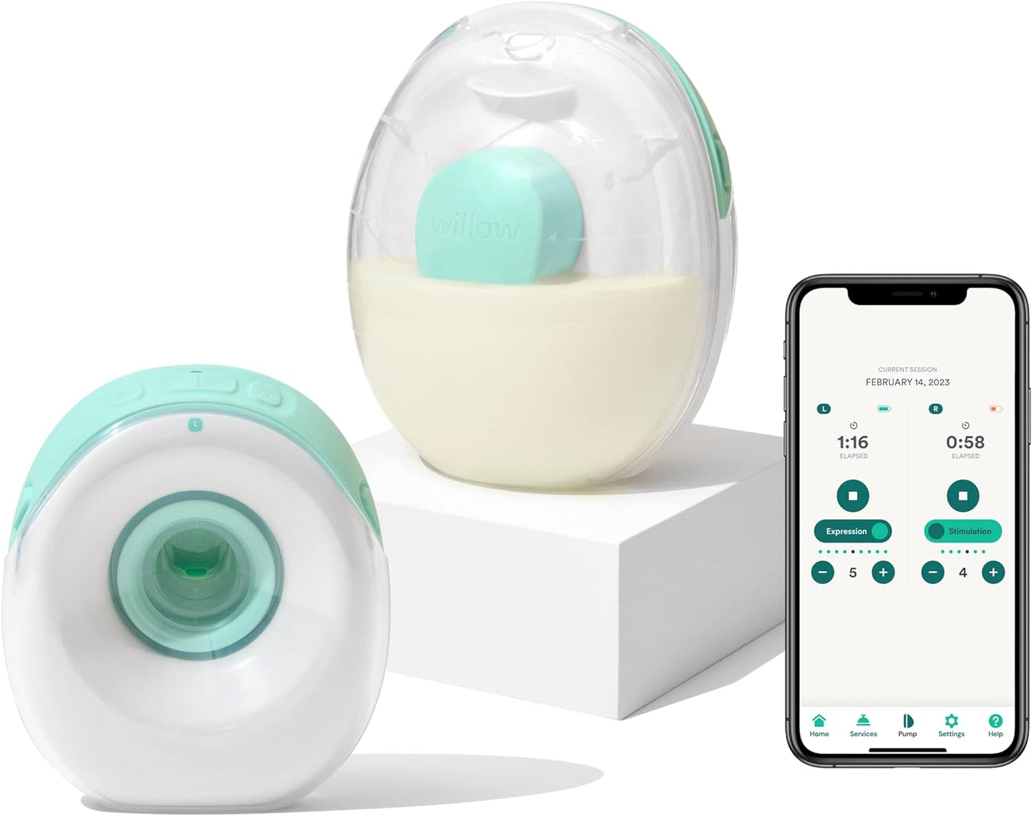 Willow Go Wearable Breastfeeding Pump and Teal Case