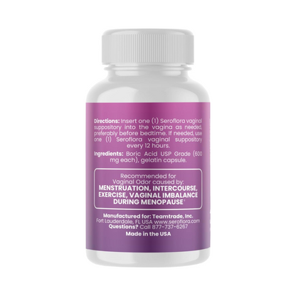 Seroflora Boric Acid Vaginal Suppositories for Women with Suppository Applicators