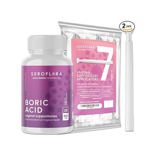 Seroflora Boric Acid Vaginal Suppositories for Women with Suppository Applicators